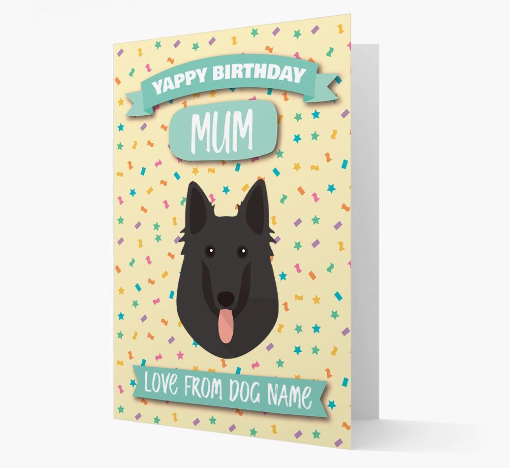 Personalised Card 'Yappy Birthday Mum' with {breedCommonName} Icon