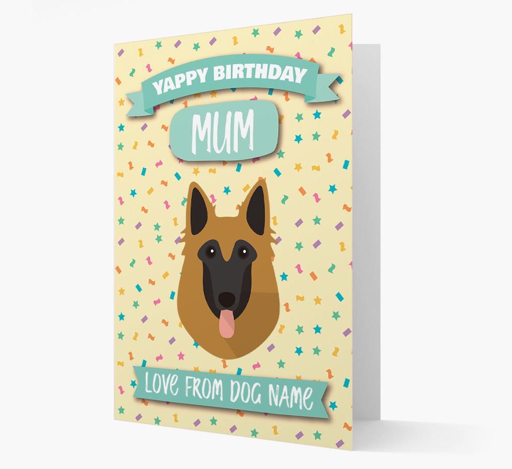 Personalised Card 'Yappy Birthday Mum' with {breedCommonName} Icon