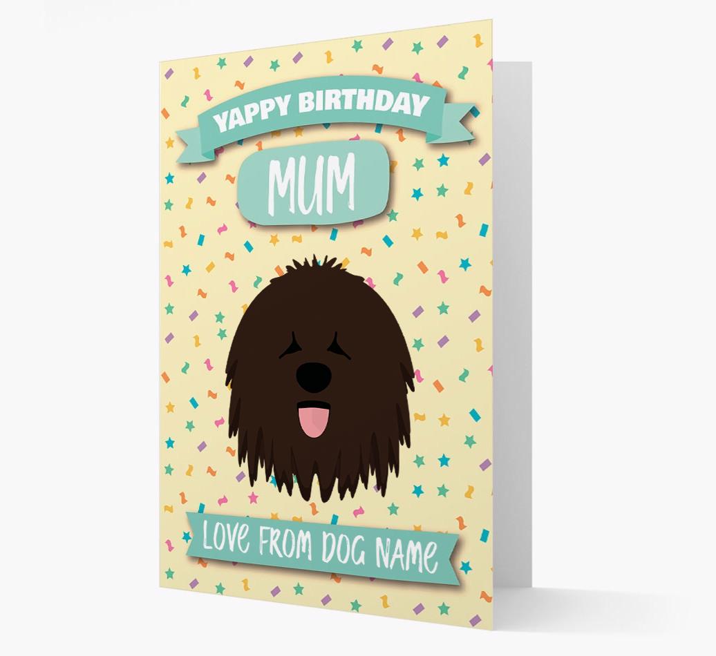 Personalised Card 'Yappy Birthday Mum' with {breedCommonName} Icon