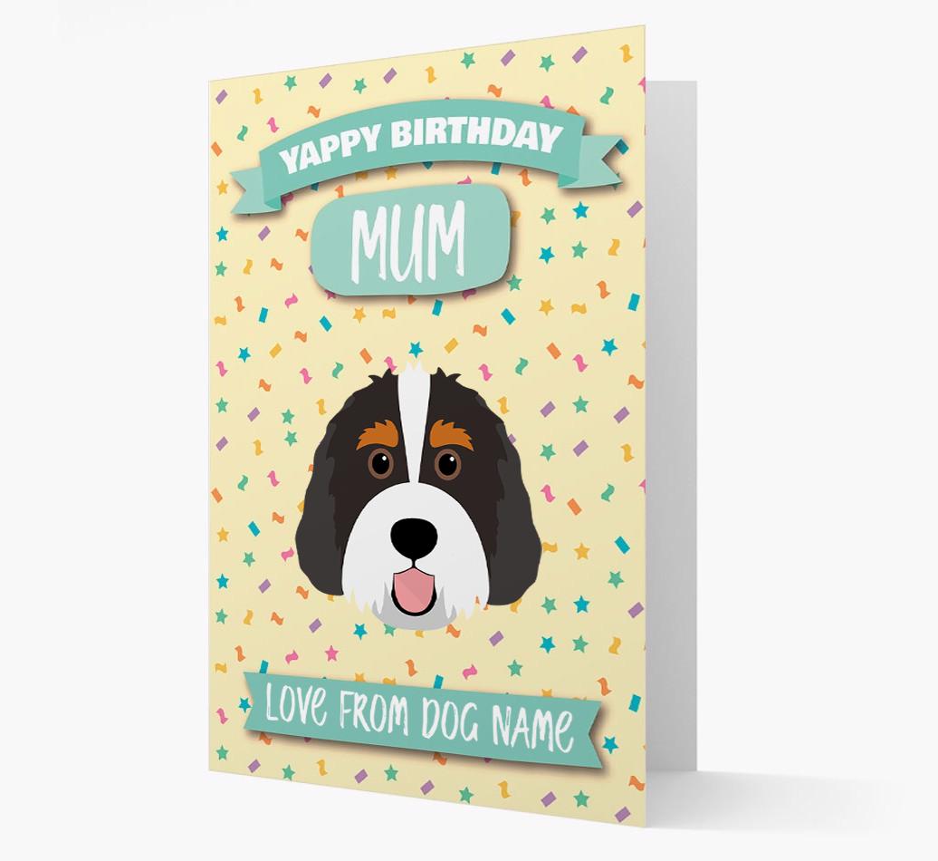 Personalised Card 'Yappy Birthday Mum' with {breedCommonName} Icon