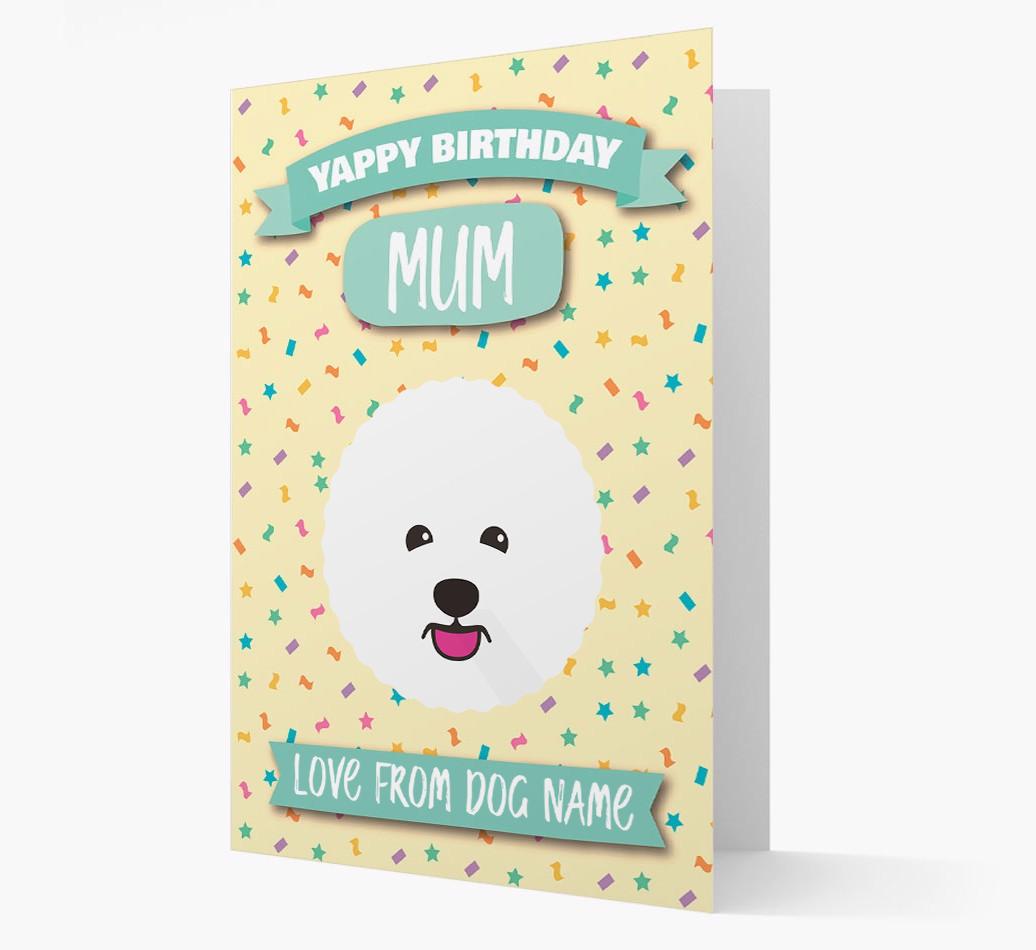 Personalised Card 'Yappy Birthday Mum' with {breedCommonName} Icon