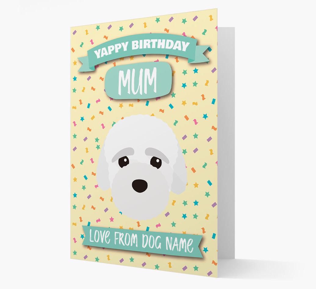 Personalised Card 'Yappy Birthday Mum' with {breedCommonName} Icon