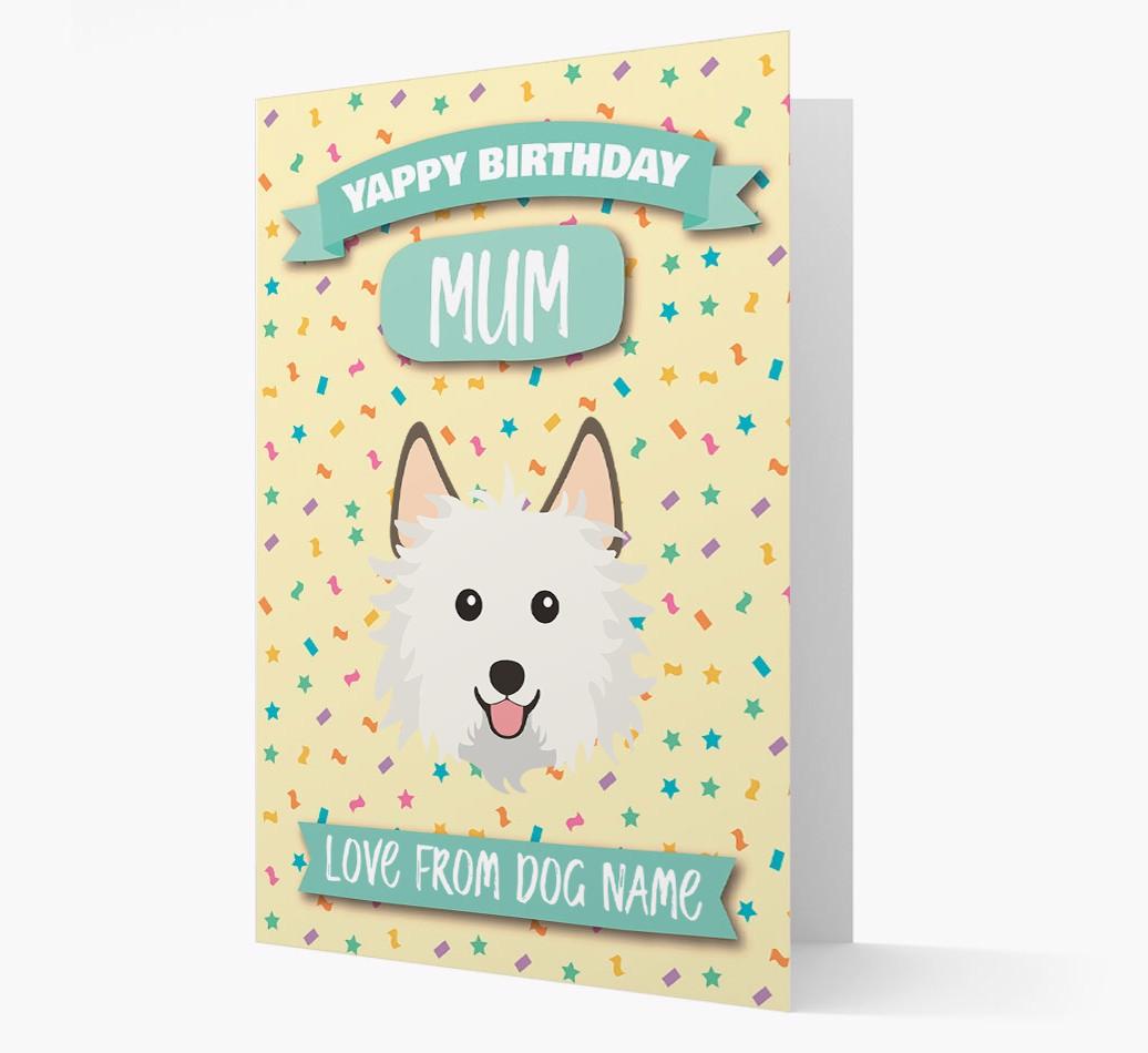 Personalised Card 'Yappy Birthday Mum' with {breedCommonName} Icon