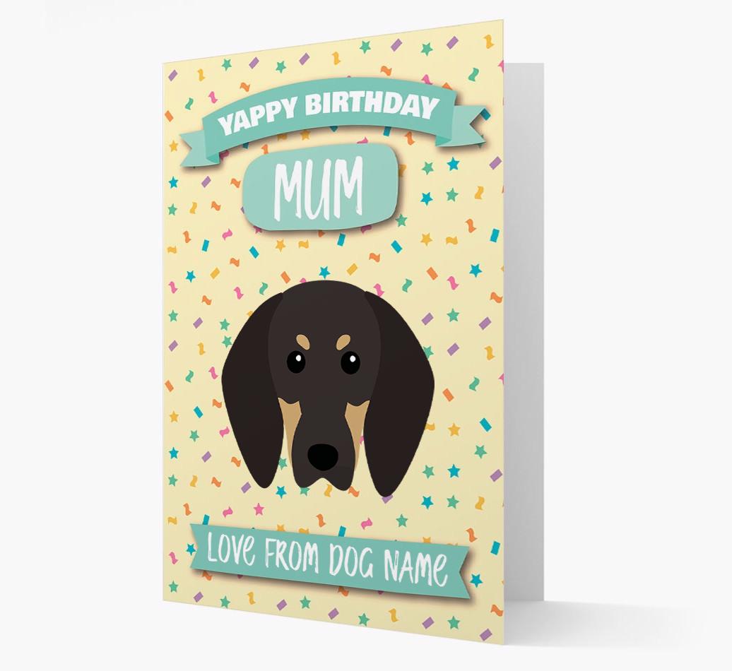 Personalised Card 'Yappy Birthday Mum' with {breedCommonName} Icon
