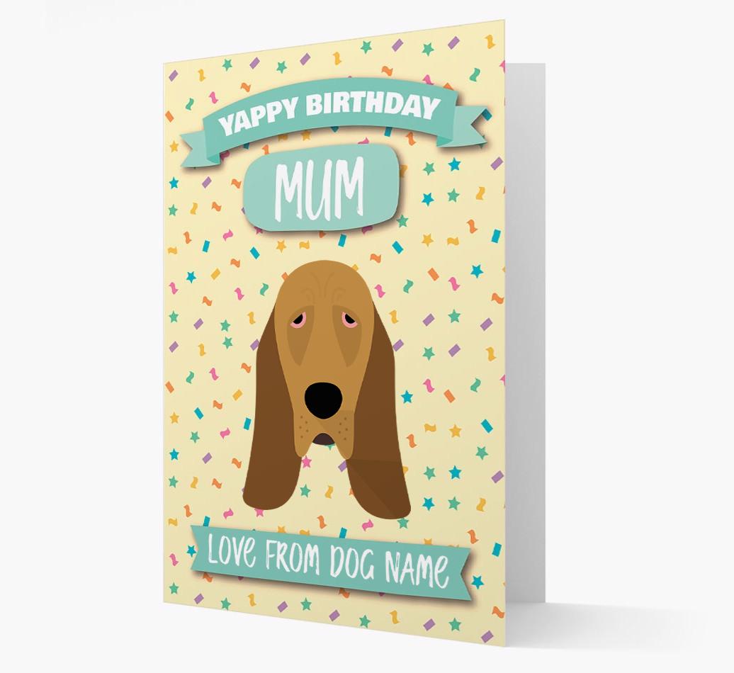 Personalised Card 'Yappy Birthday Mum' with {breedCommonName} Icon