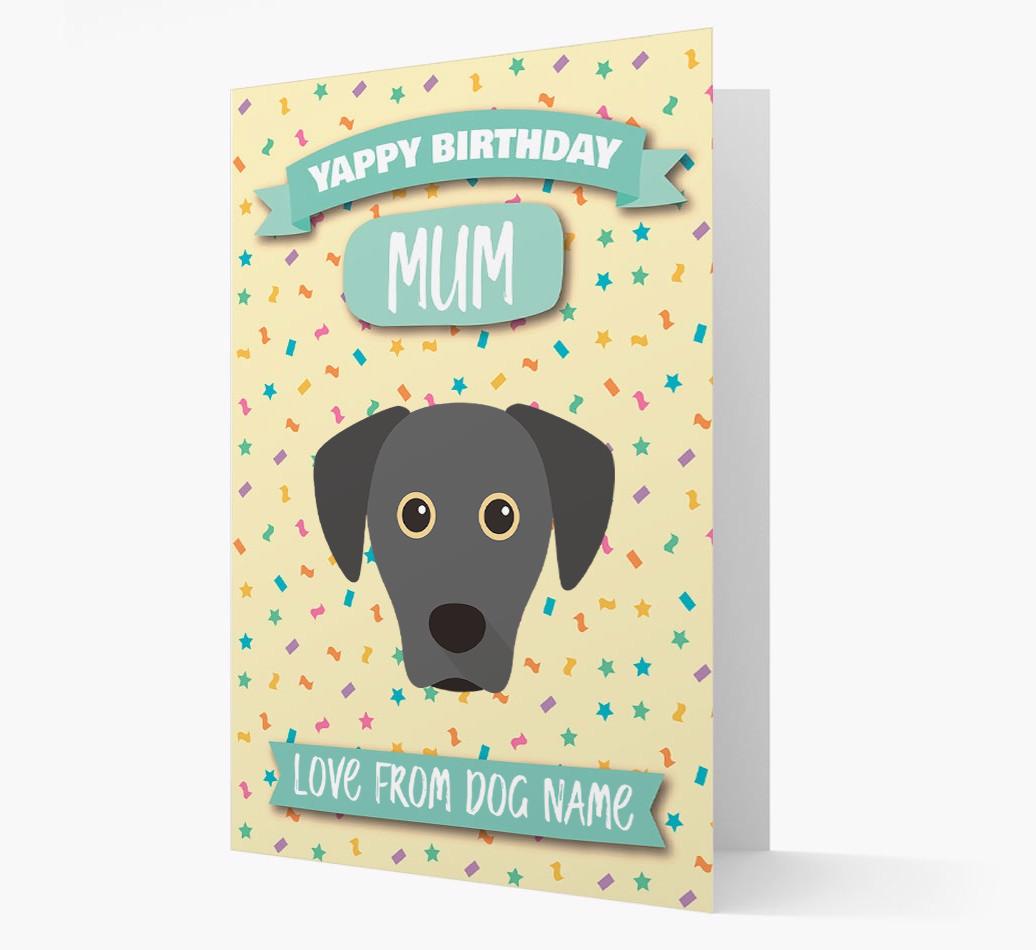Personalised Card 'Yappy Birthday Mum' with {breedCommonName} Icon