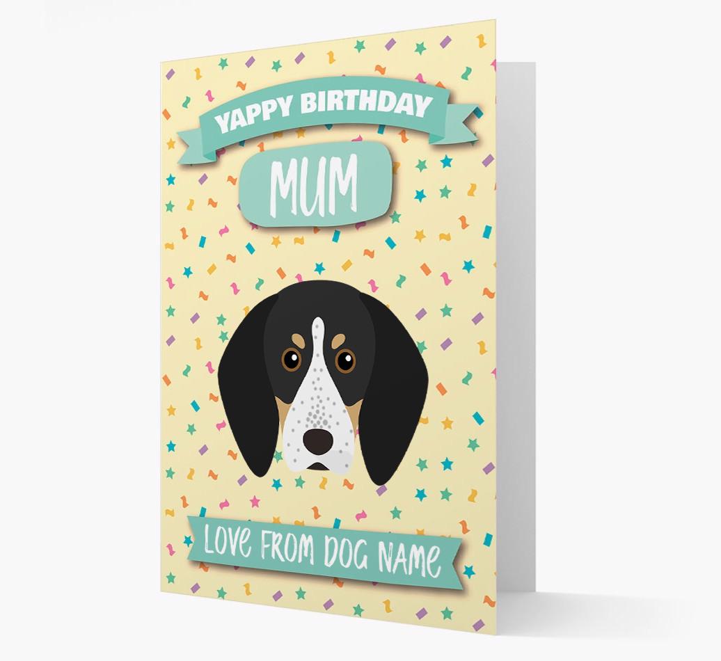 Personalised Card 'Yappy Birthday Mum' with {breedCommonName} Icon