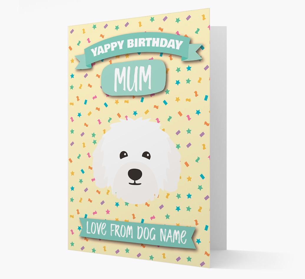 Personalised Card 'Yappy Birthday Mum' with {breedCommonName} Icon
