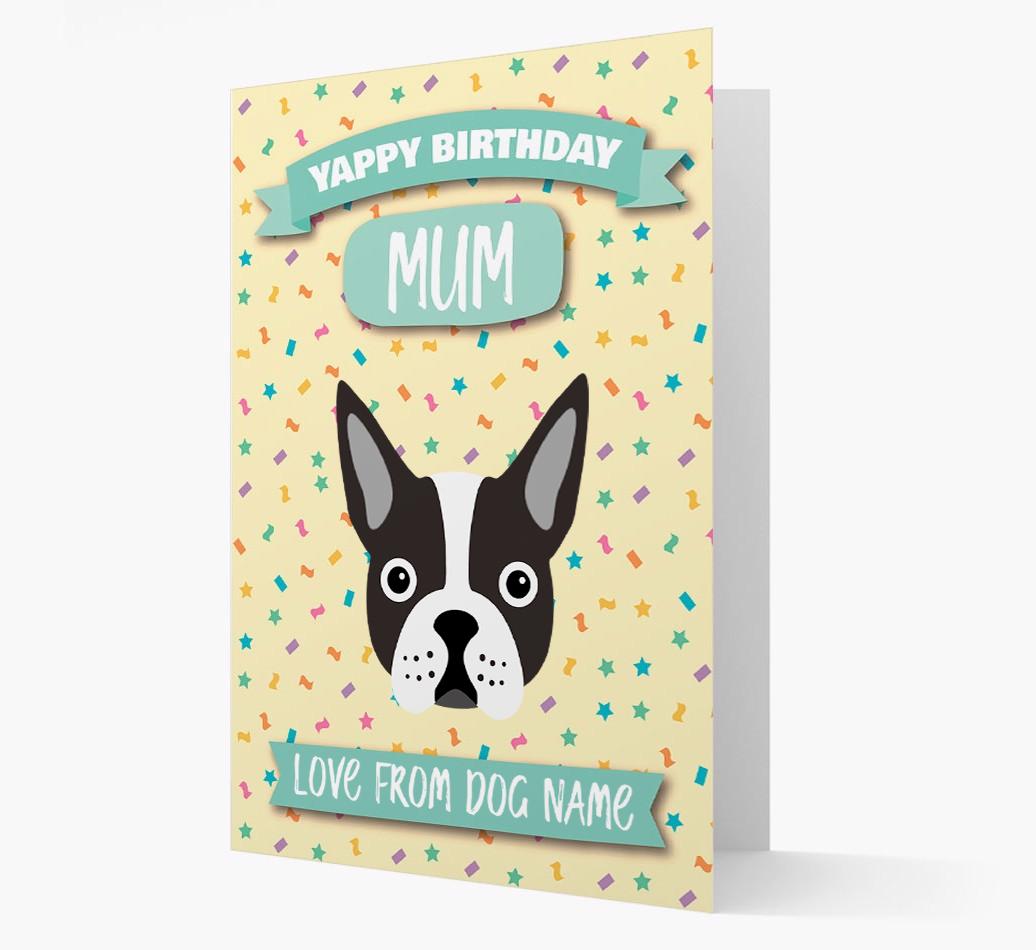 Personalised Card 'Yappy Birthday Mum' with {breedCommonName} Icon