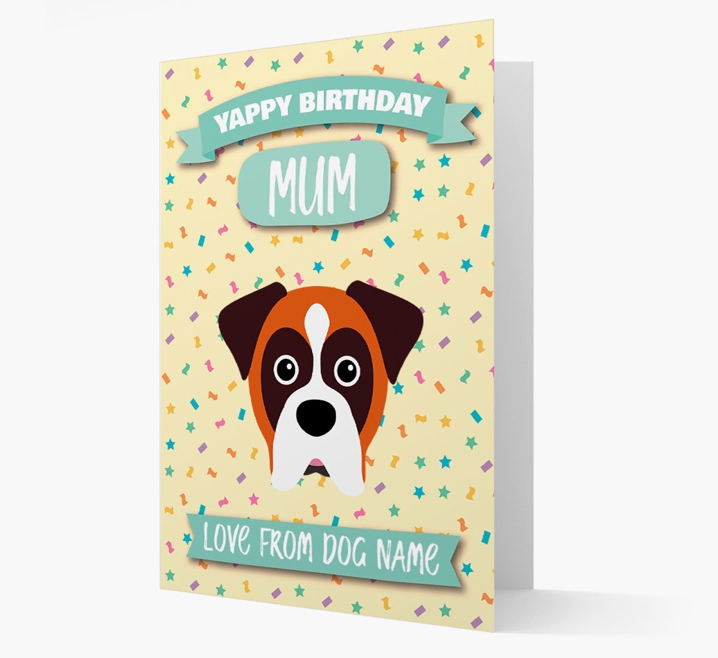 Personalised Card 'Yappy Birthday Mum' with {breedCommonName} Icon