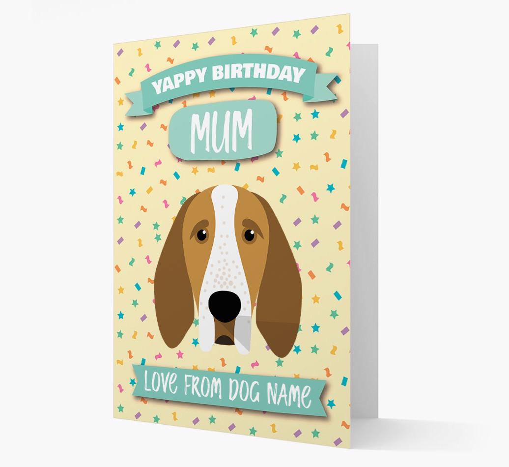 Personalised Card 'Yappy Birthday Mum' with {breedCommonName} Icon