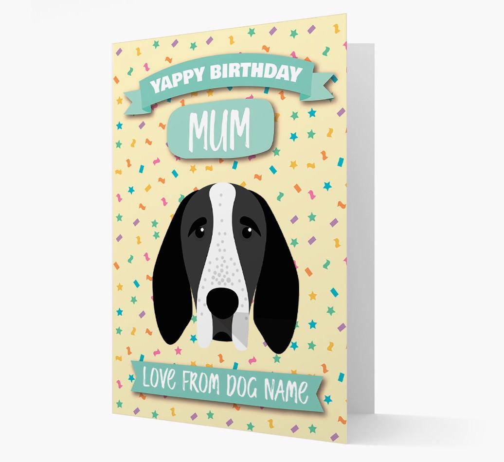 Personalised Card 'Yappy Birthday Mum' with {breedCommonName} Icon