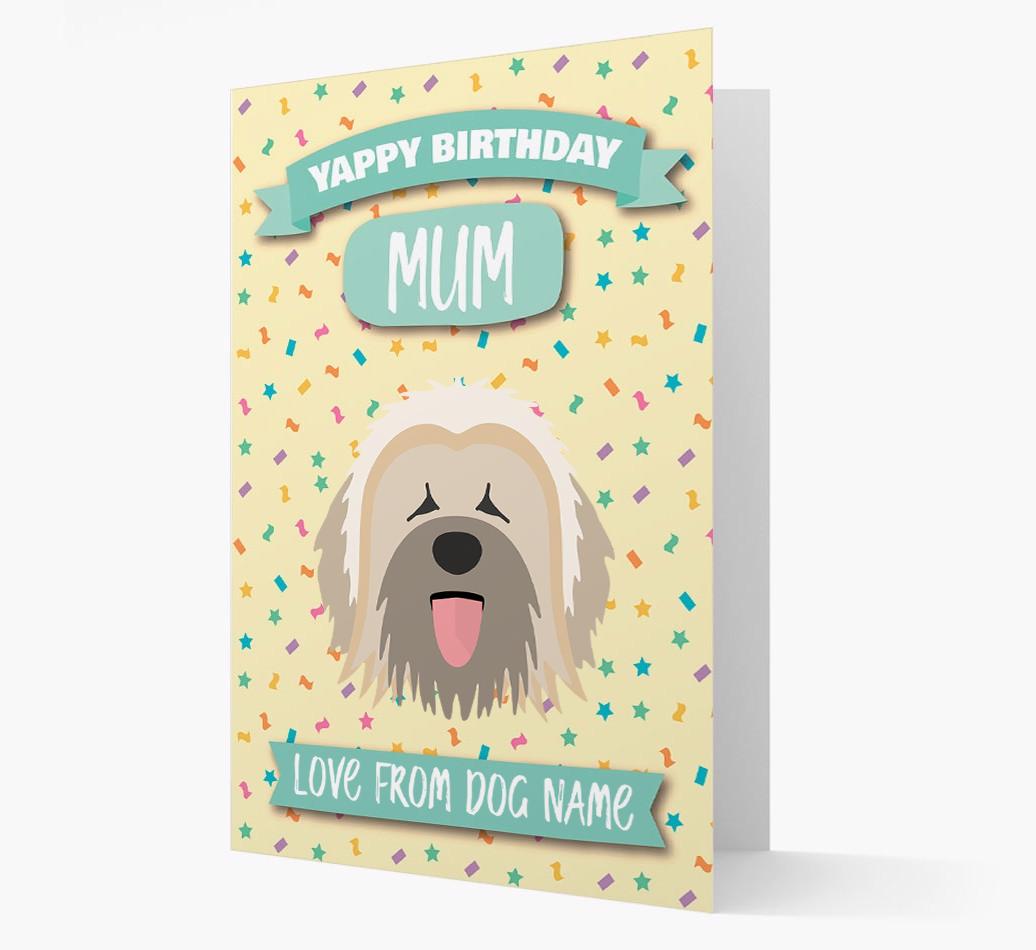 Personalised Card 'Yappy Birthday Mum' with {breedCommonName} Icon