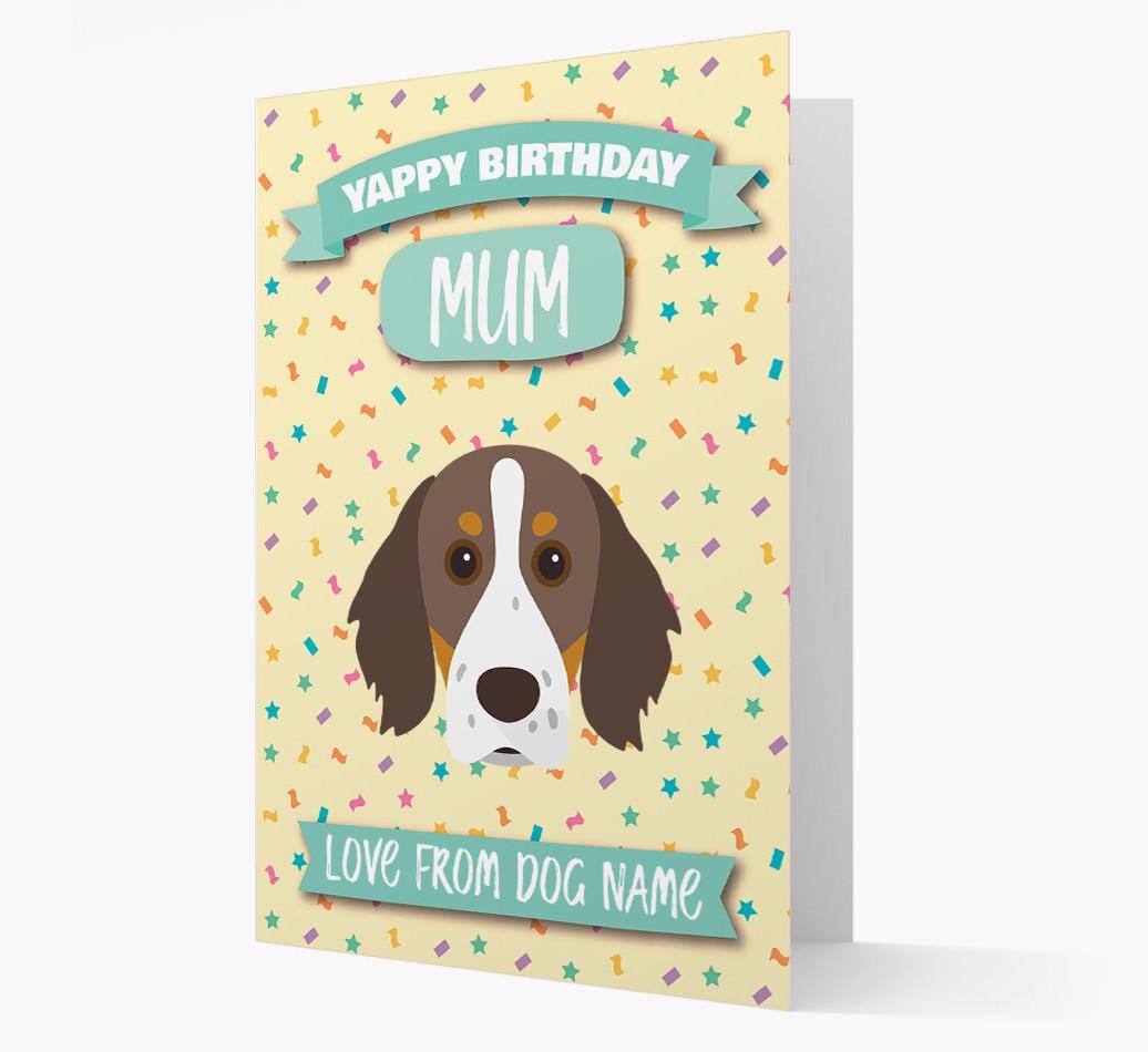 Personalised Card 'Yappy Birthday Mum' with {breedCommonName} Icon
