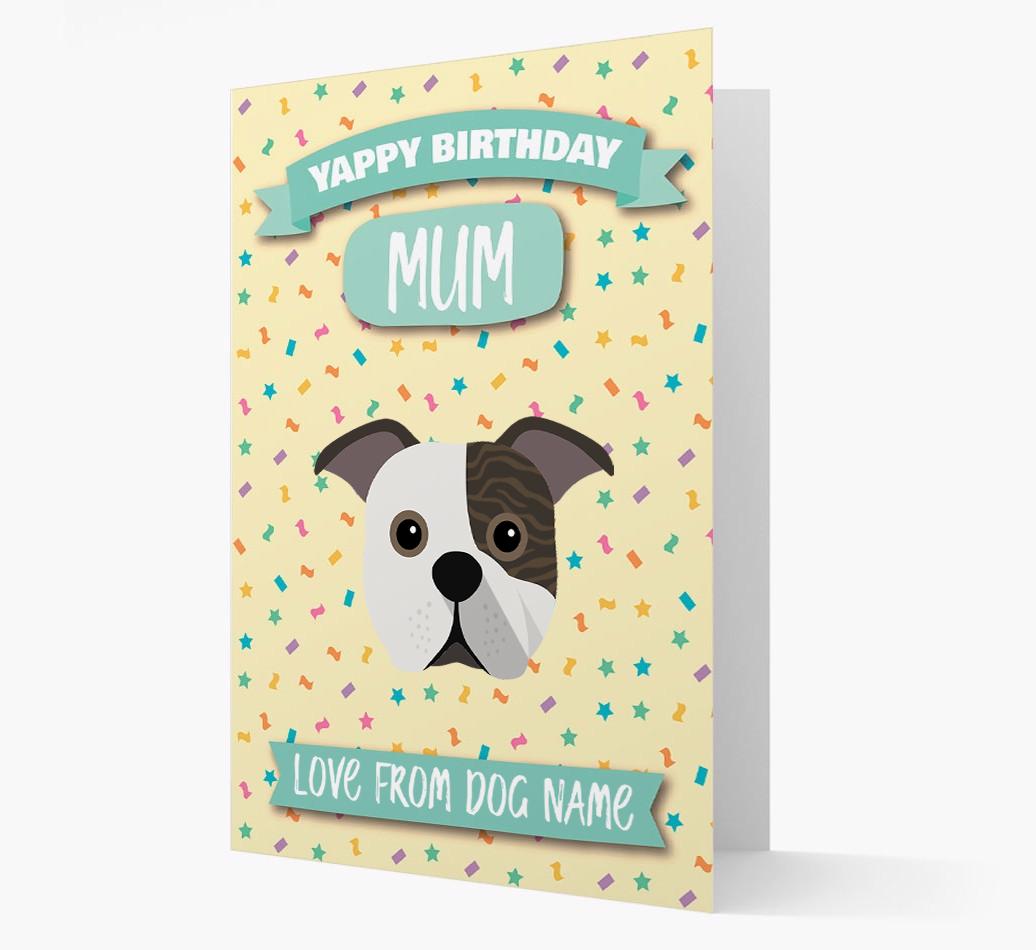 Personalised Card 'Yappy Birthday Mum' with {breedCommonName} Icon