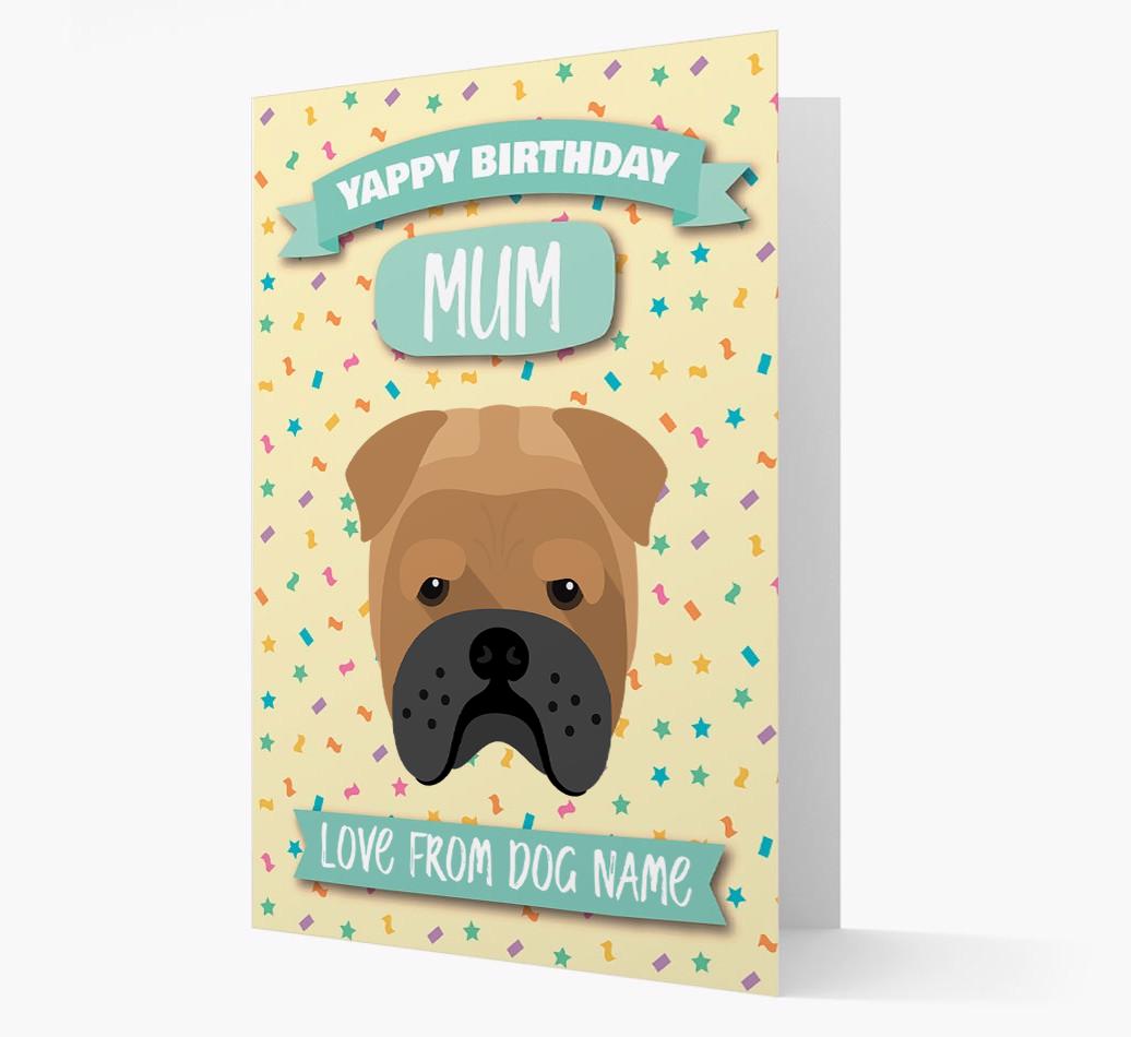 Personalised Card 'Yappy Birthday Mum' with {breedCommonName} Icon