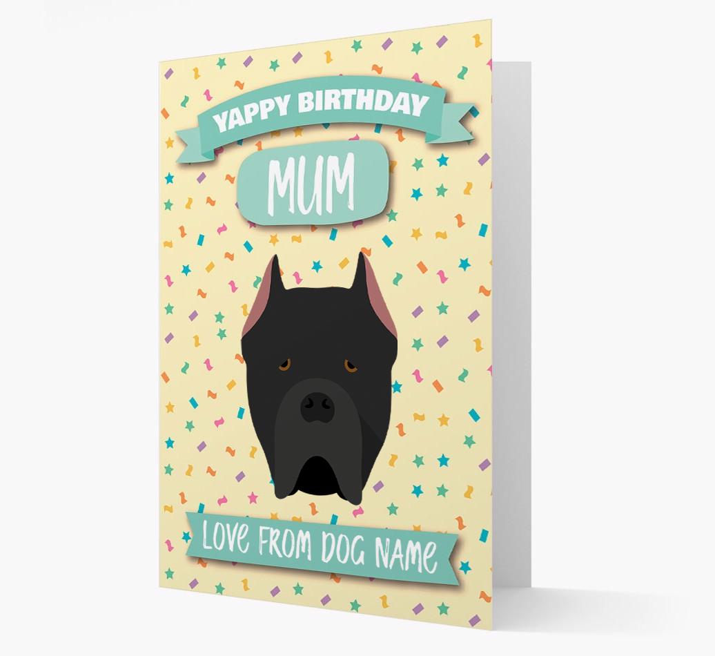 Personalised Card 'Yappy Birthday Mum' with {breedCommonName} Icon