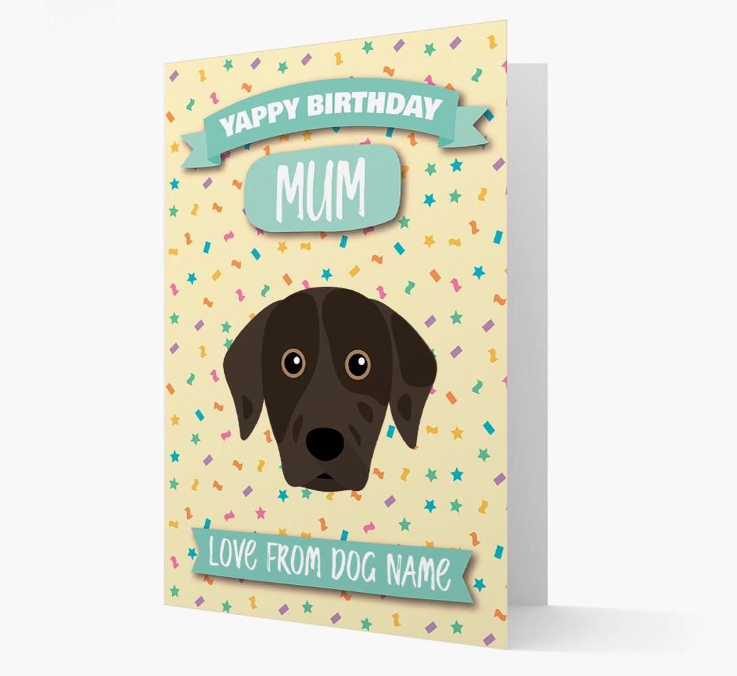 Personalised Card 'Yappy Birthday Mum' with {breedCommonName} Icon