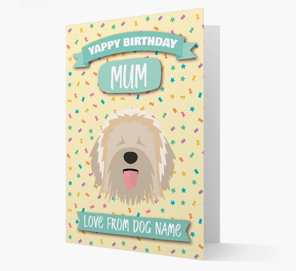 Personalised Card 'Yappy Birthday Mum' with {breedCommonName} Icon