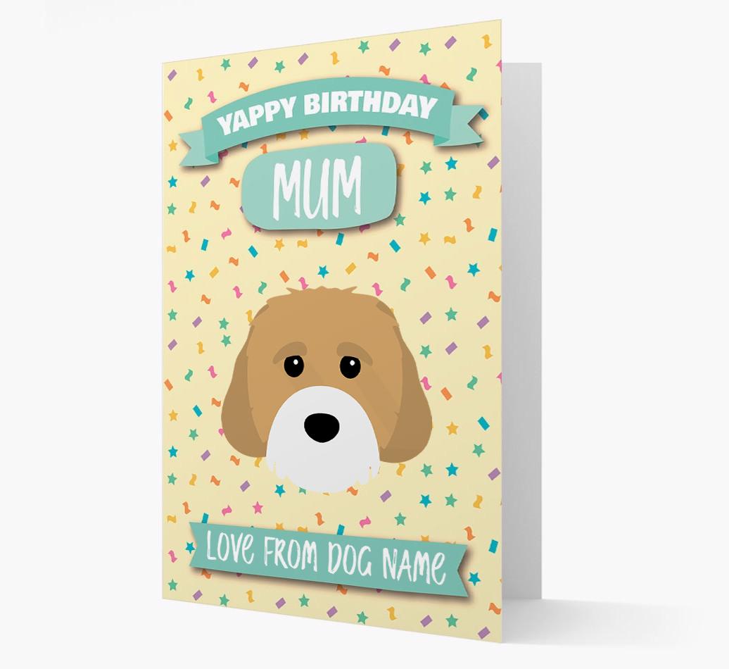 Personalised Card 'Yappy Birthday Mum' with {breedCommonName} Icon