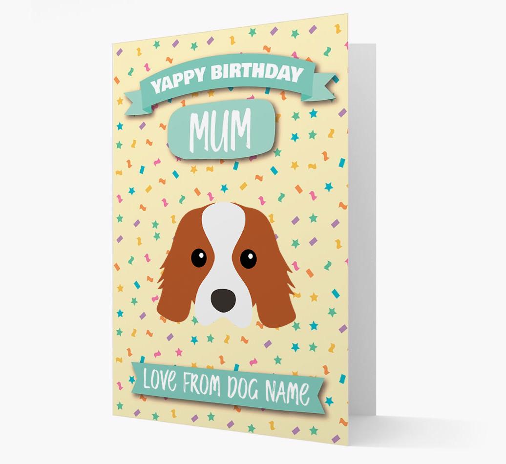 Personalised Card 'Yappy Birthday Mum' with {breedCommonName} Icon