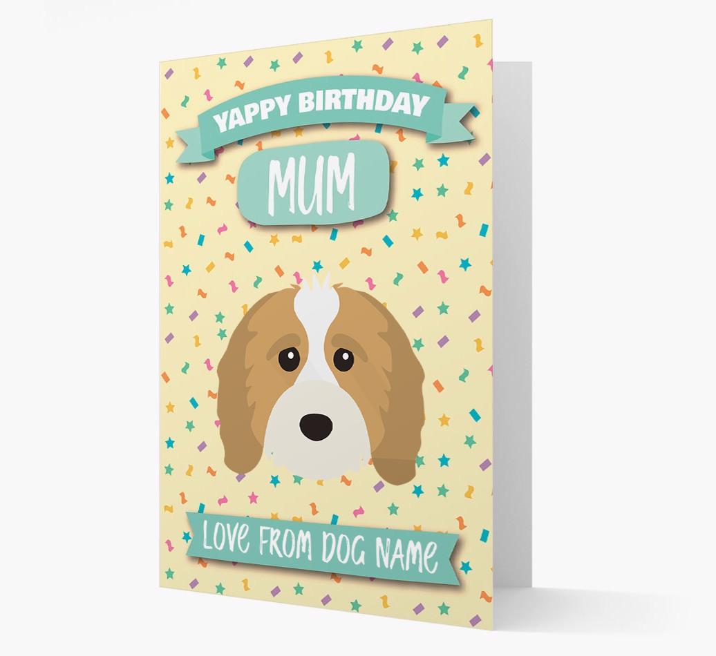 Personalised Card 'Yappy Birthday Mum' with {breedCommonName} Icon