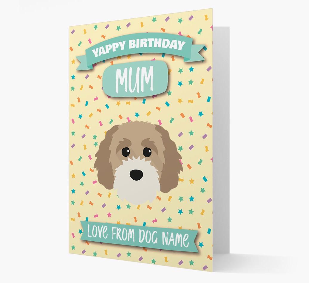 Personalised Card 'Yappy Birthday Mum' with {breedCommonName} Icon