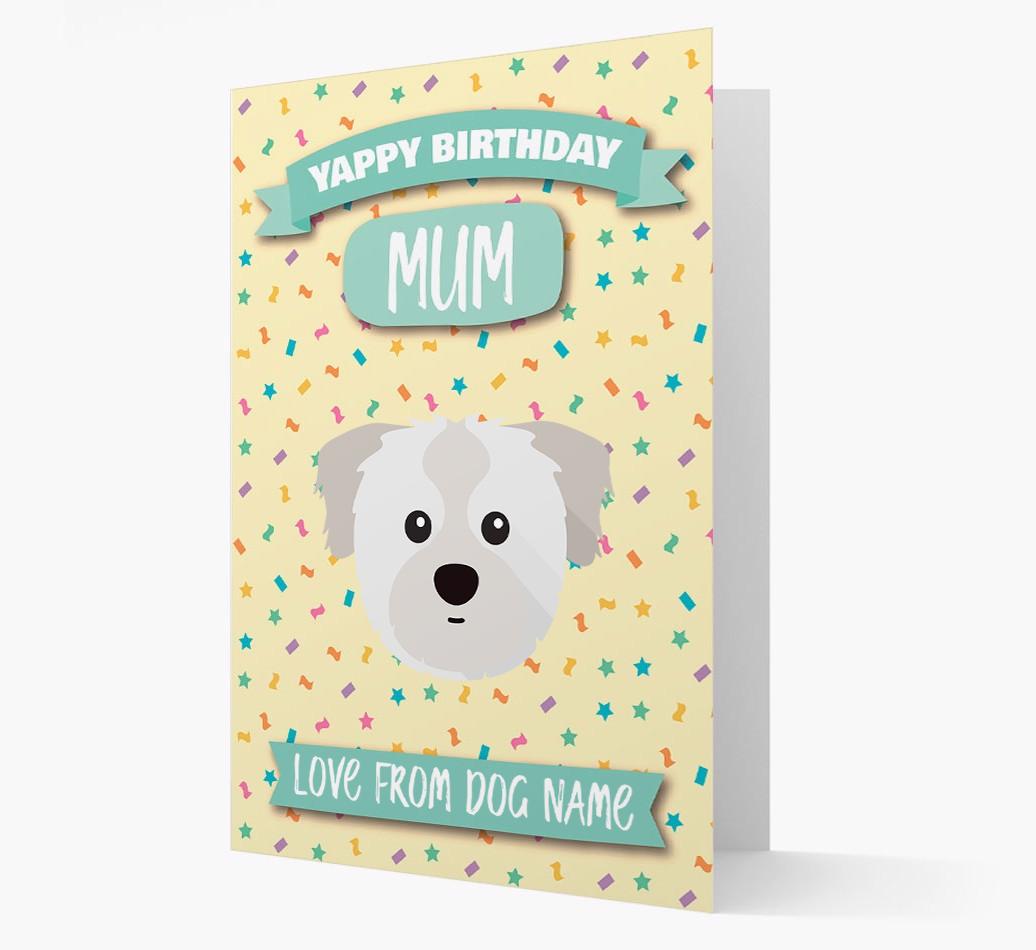 Personalised Card 'Yappy Birthday Mum' with {breedCommonName} Icon
