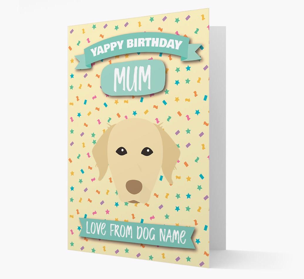 Personalised Card 'Yappy Birthday Mum' with {breedCommonName} Icon