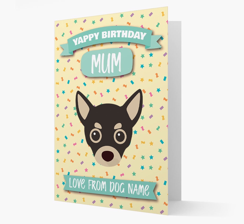 Personalised Card 'Yappy Birthday Mum' with {breedCommonName} Icon