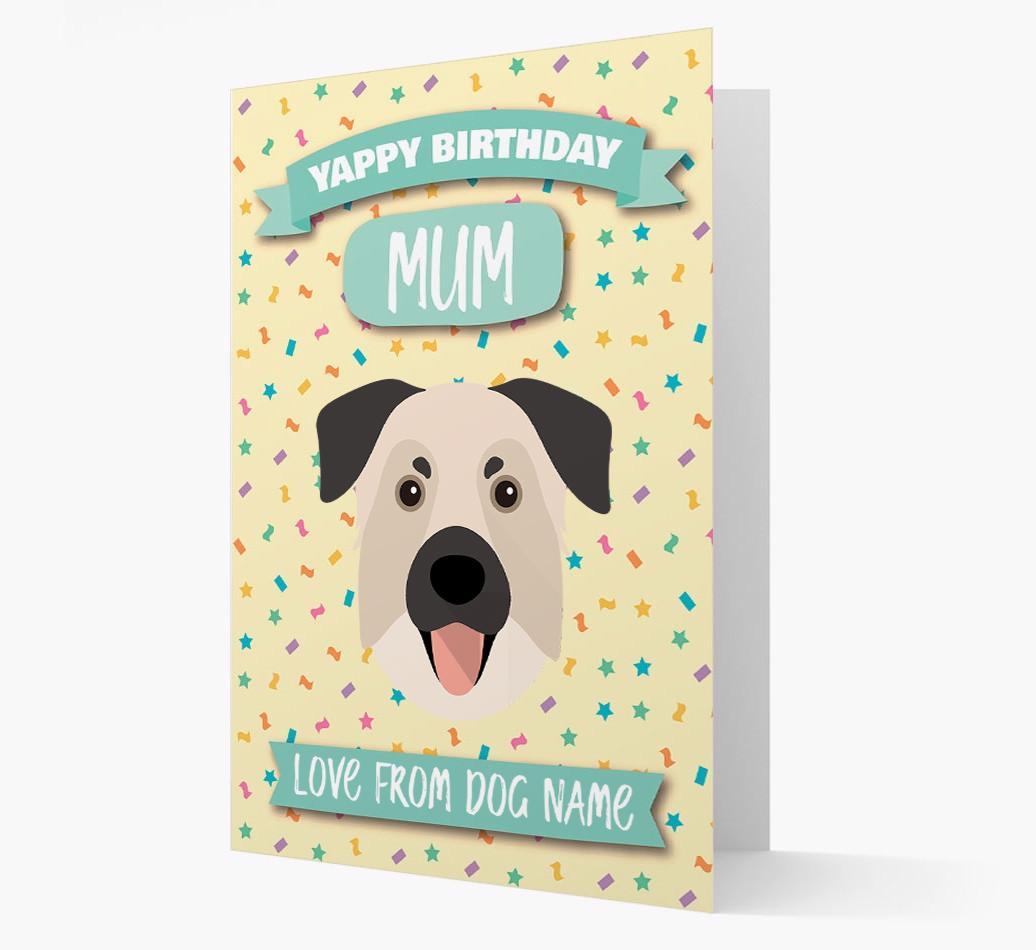 Personalised Card 'Yappy Birthday Mum' with {breedCommonName} Icon