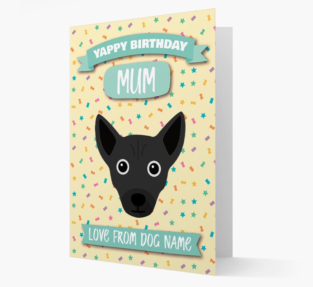 Personalised Card 'Yappy Birthday Mum' with {breedCommonName} Icon