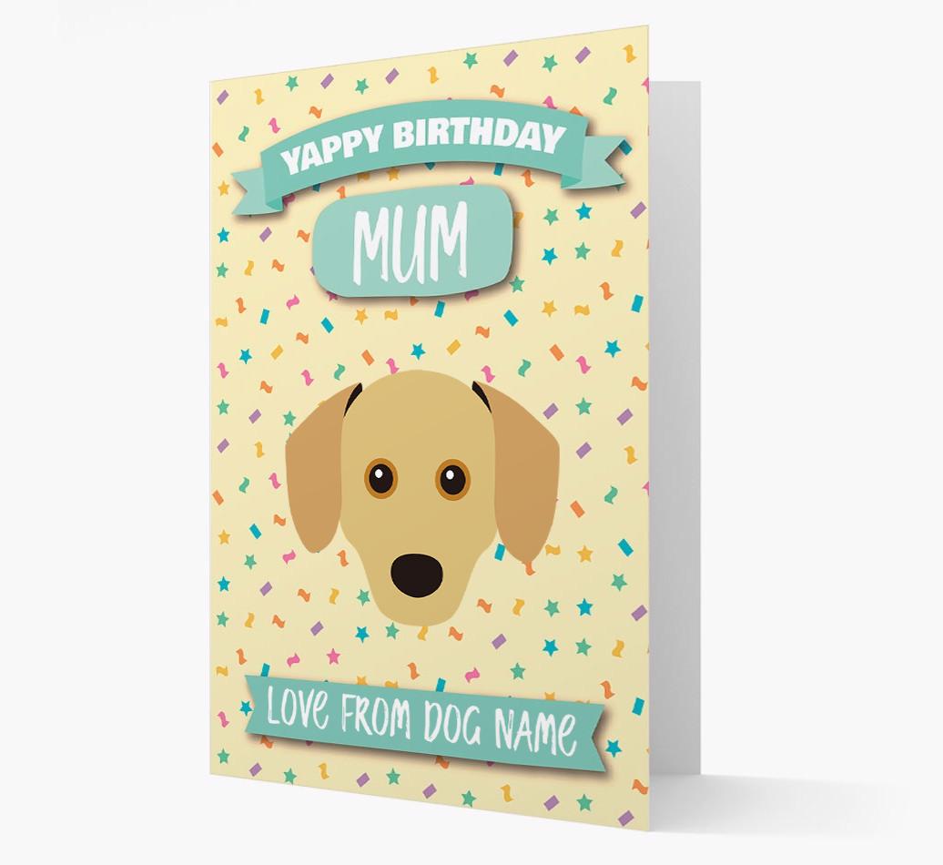 Personalised Card 'Yappy Birthday Mum' with {breedCommonName} Icon