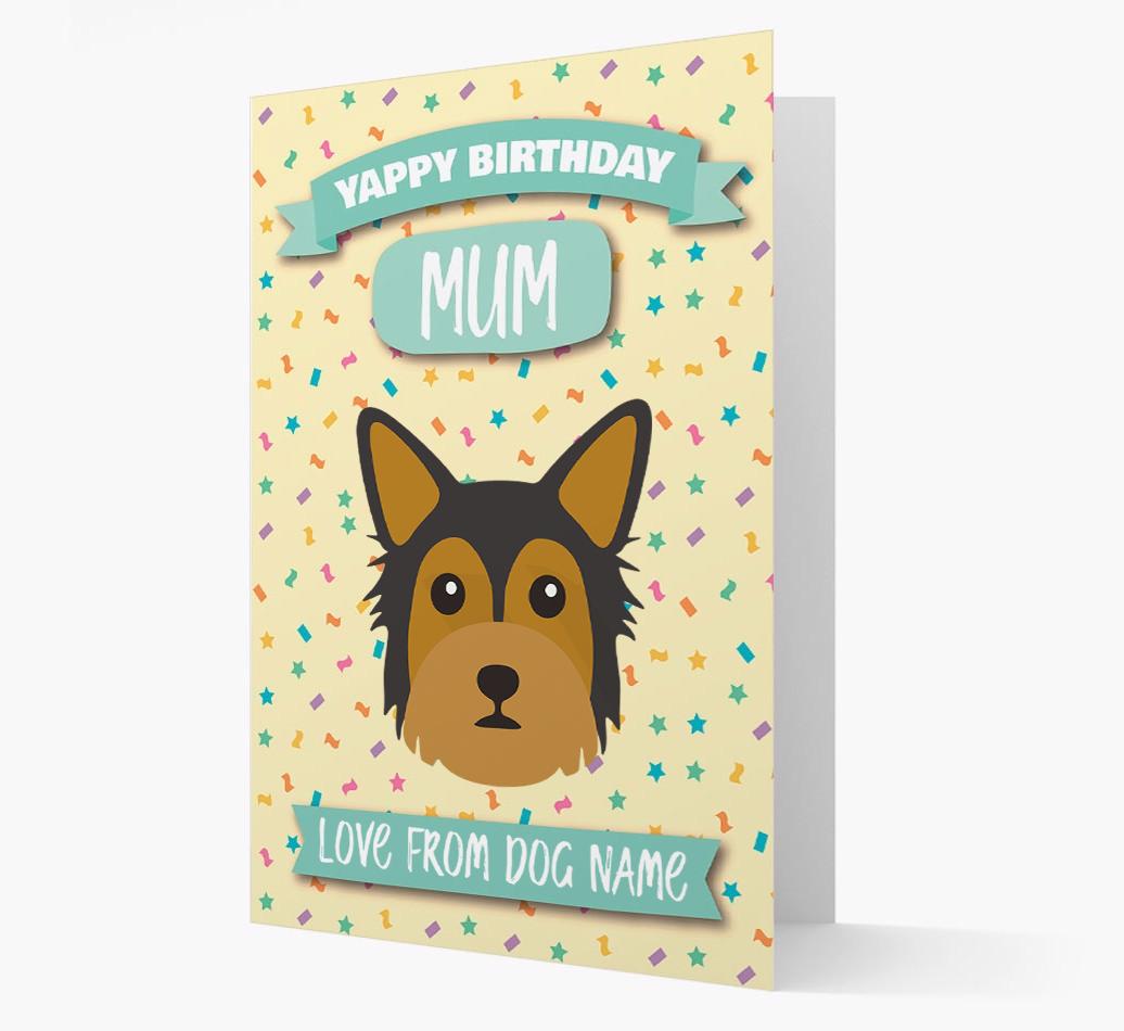 Personalised Card 'Yappy Birthday Mum' with {breedCommonName} Icon