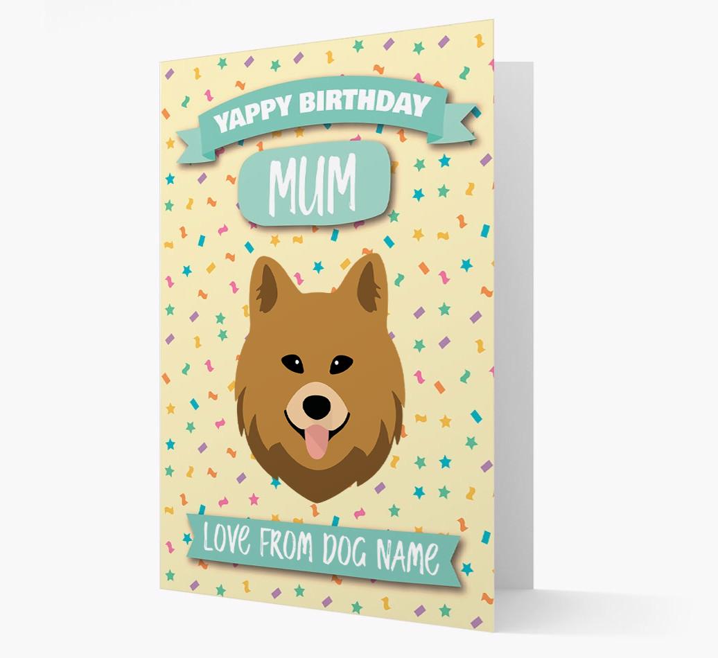 Personalised Card 'Yappy Birthday Mum' with {breedCommonName} Icon