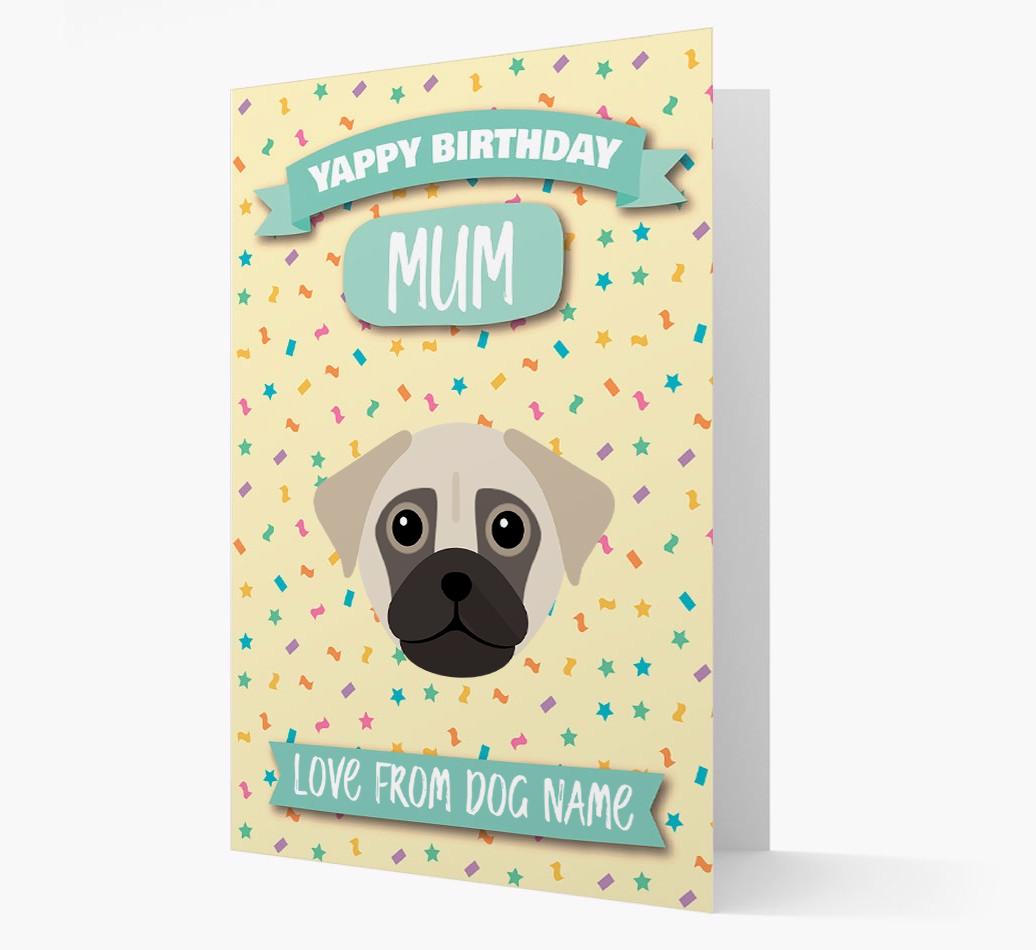 Personalised Card 'Yappy Birthday Mum' with {breedCommonName} Icon