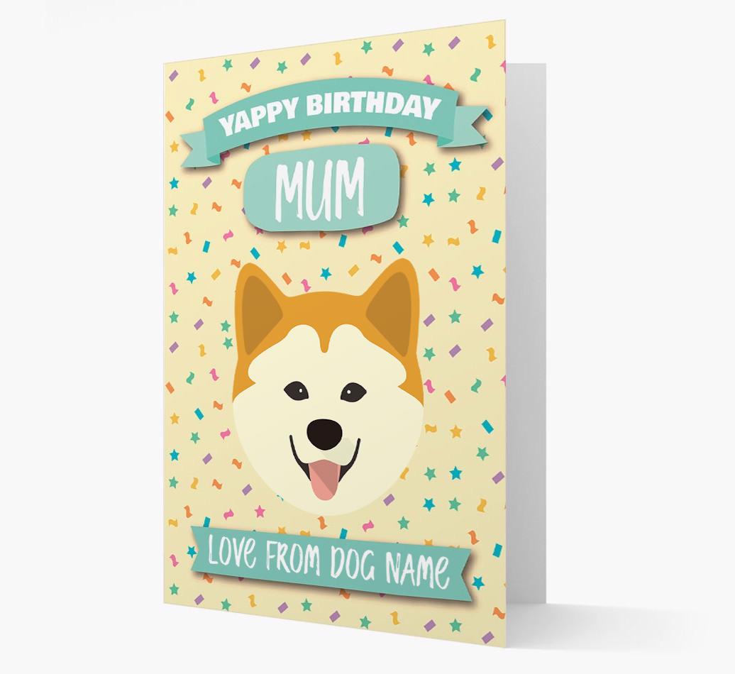 Personalised Card 'Yappy Birthday Mum' with {breedCommonName} Icon