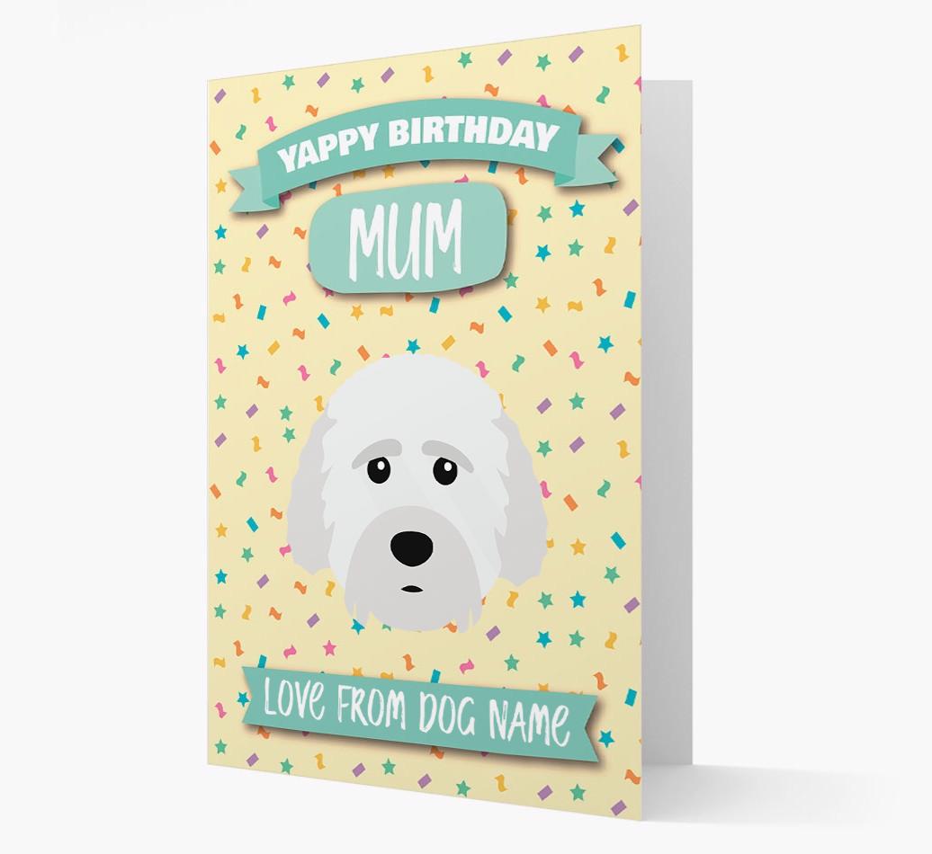 Personalised Card 'Yappy Birthday Mum' with {breedCommonName} Icon