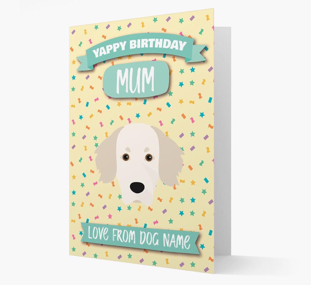 Personalised Card 'Yappy Birthday Mum' with {breedCommonName} Icon