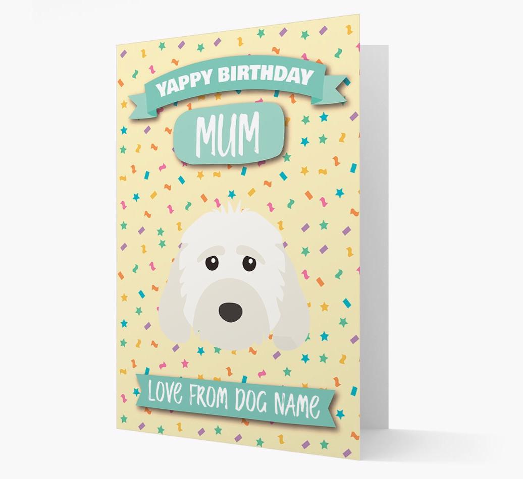 Personalised Card 'Yappy Birthday Mum' with {breedCommonName} Icon
