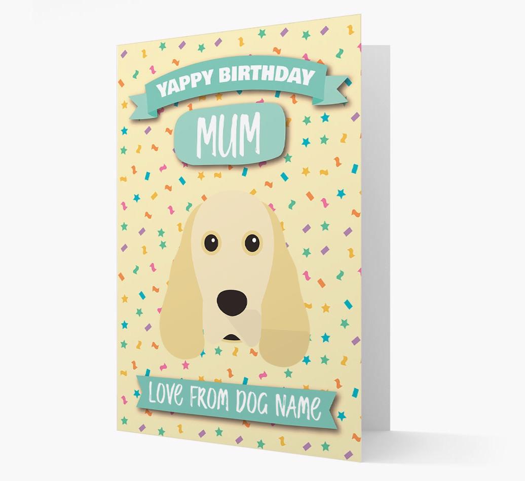 Personalised Card 'Yappy Birthday Mum' with {breedCommonName} Icon