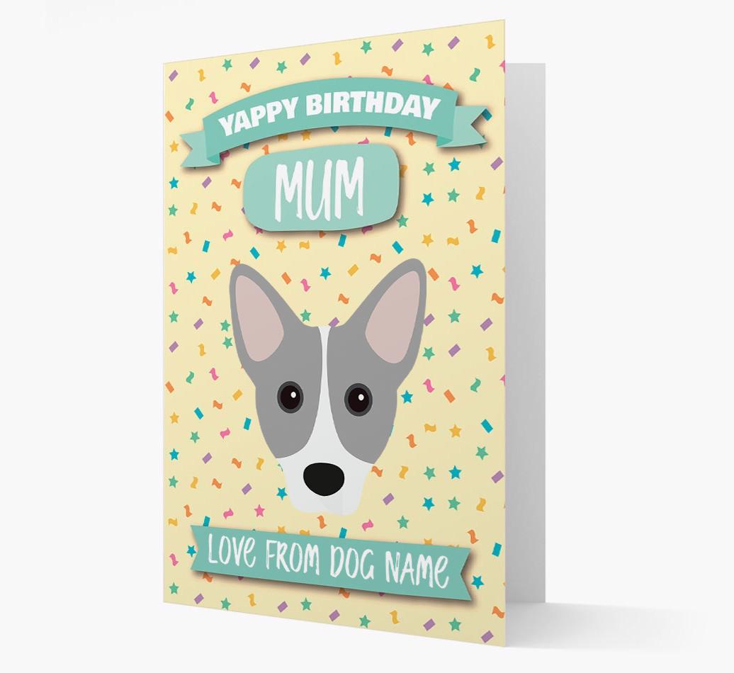 Personalised Card 'Yappy Birthday Mum' with {breedCommonName} Icon