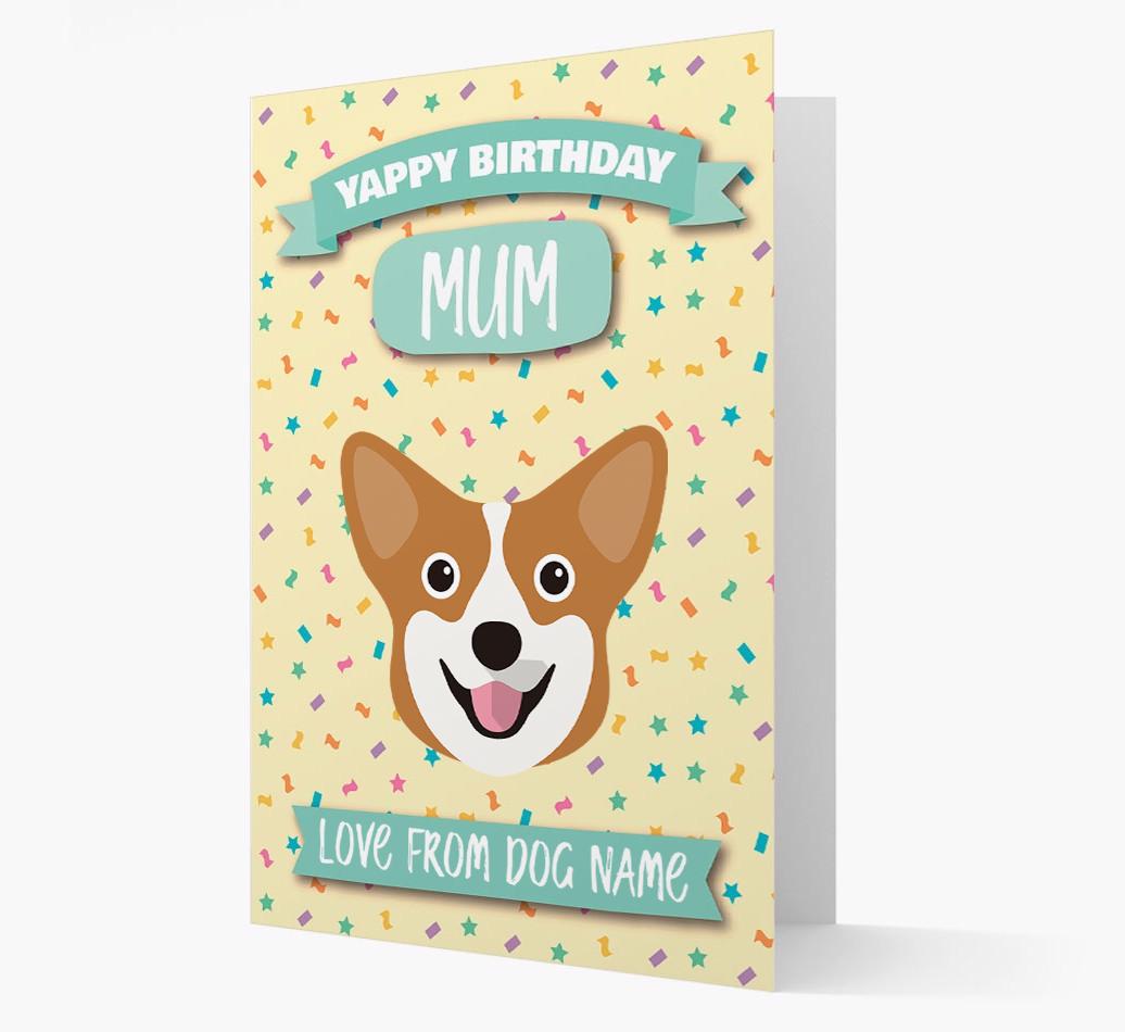 Personalised Card 'Yappy Birthday Mum' with {breedCommonName} Icon