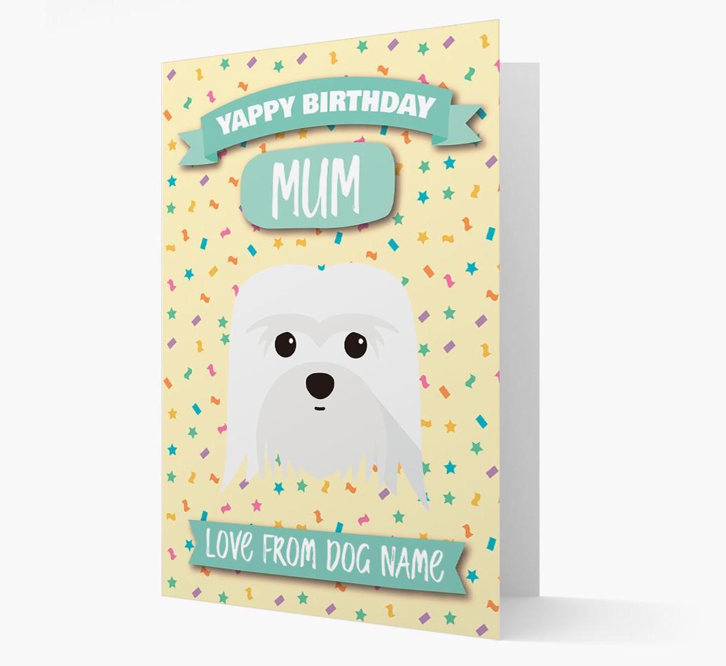 Personalised Card 'Yappy Birthday Mum' with {breedCommonName} Icon
