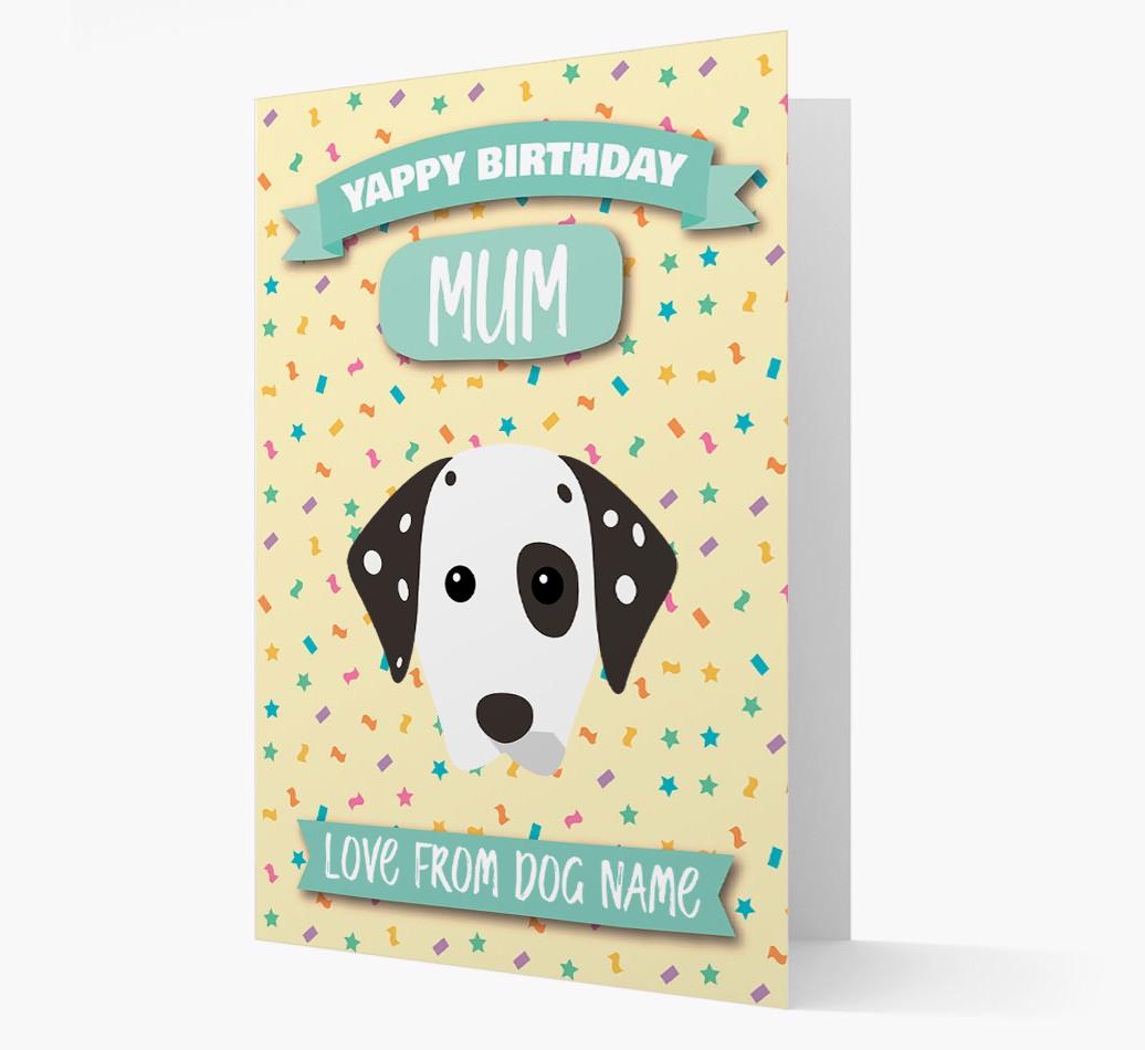 Personalised Card 'Yappy Birthday Mum' with {breedCommonName} Icon