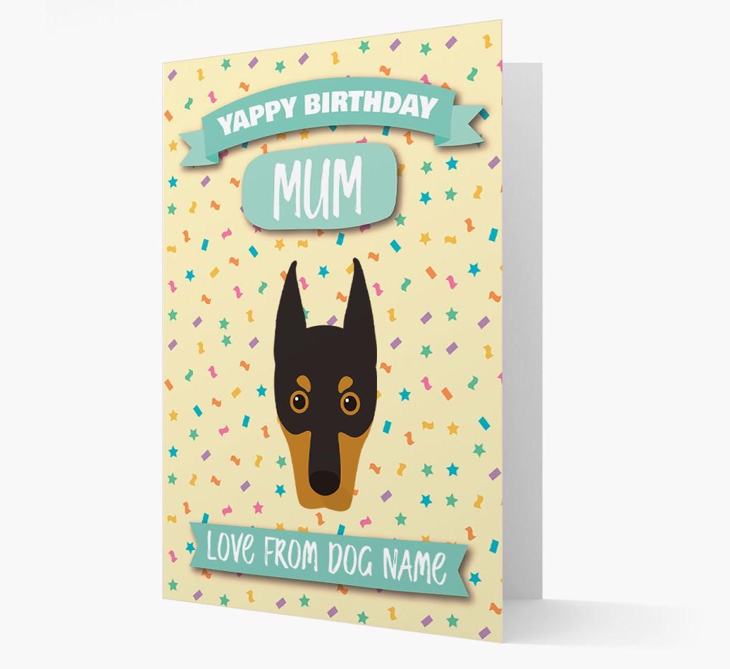 Personalised Card 'Yappy Birthday Mum' with {breedCommonName} Icon