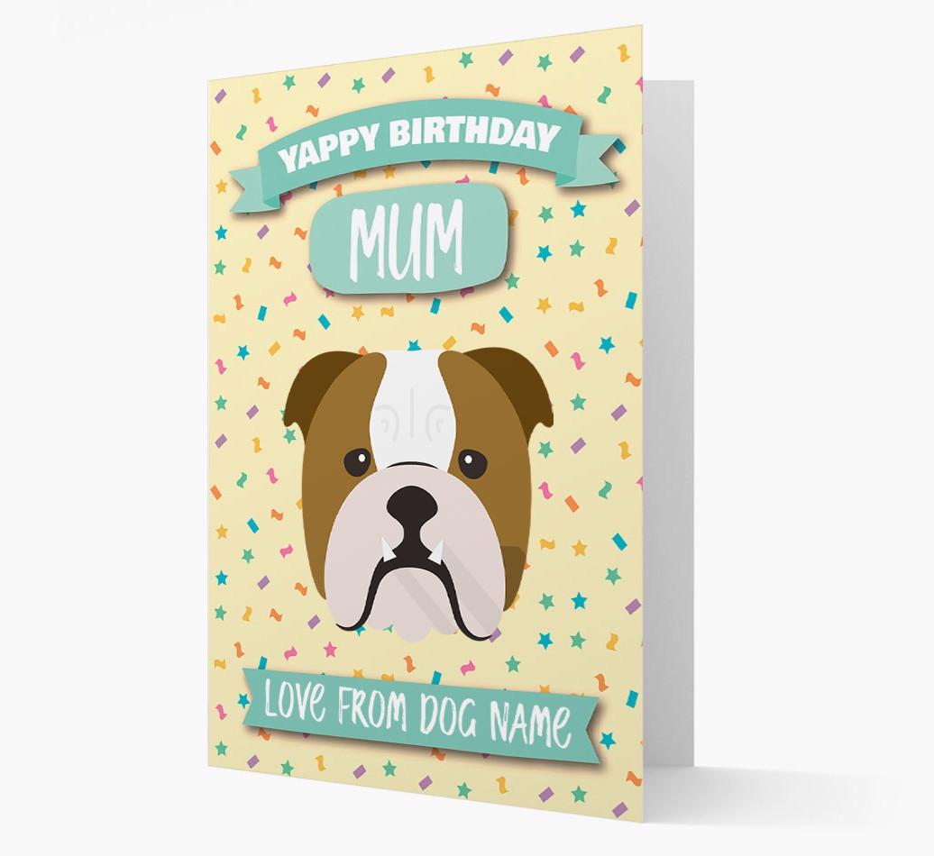 Personalised Card 'Yappy Birthday Mum' with {breedCommonName} Icon