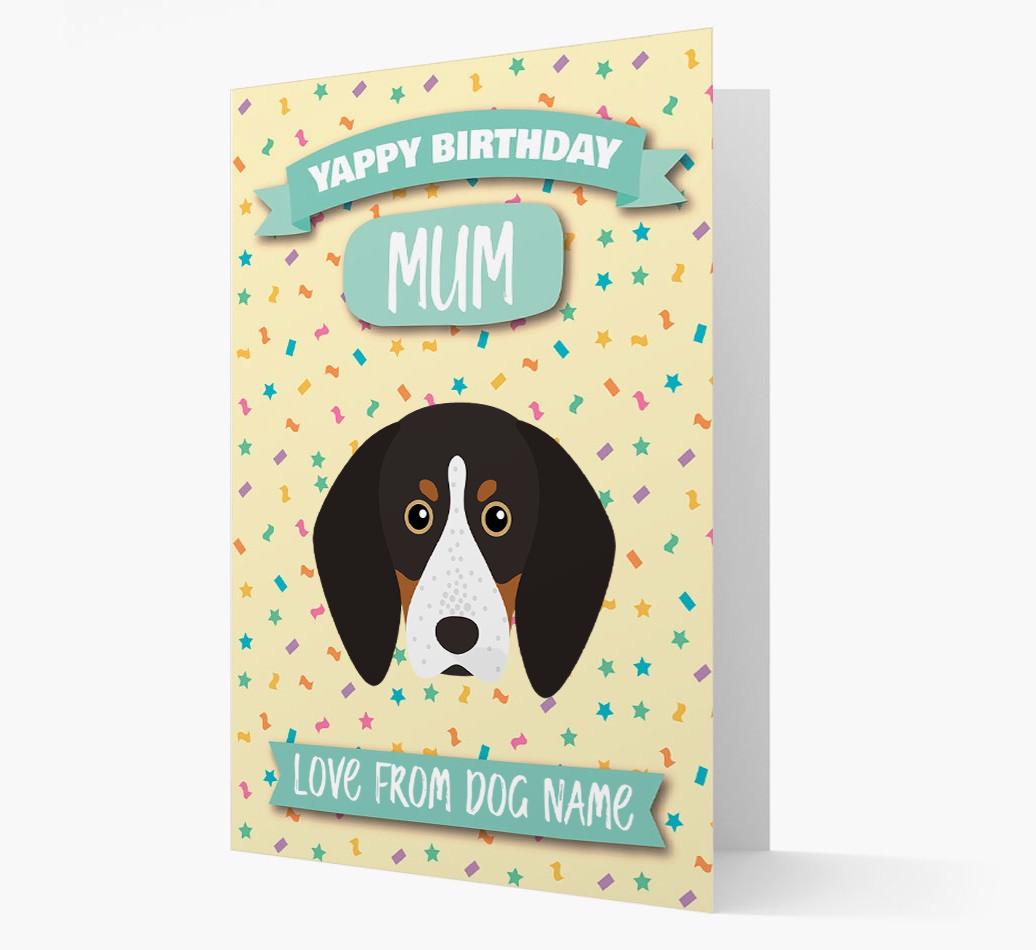 Personalised Card 'Yappy Birthday Mum' with {breedCommonName} Icon