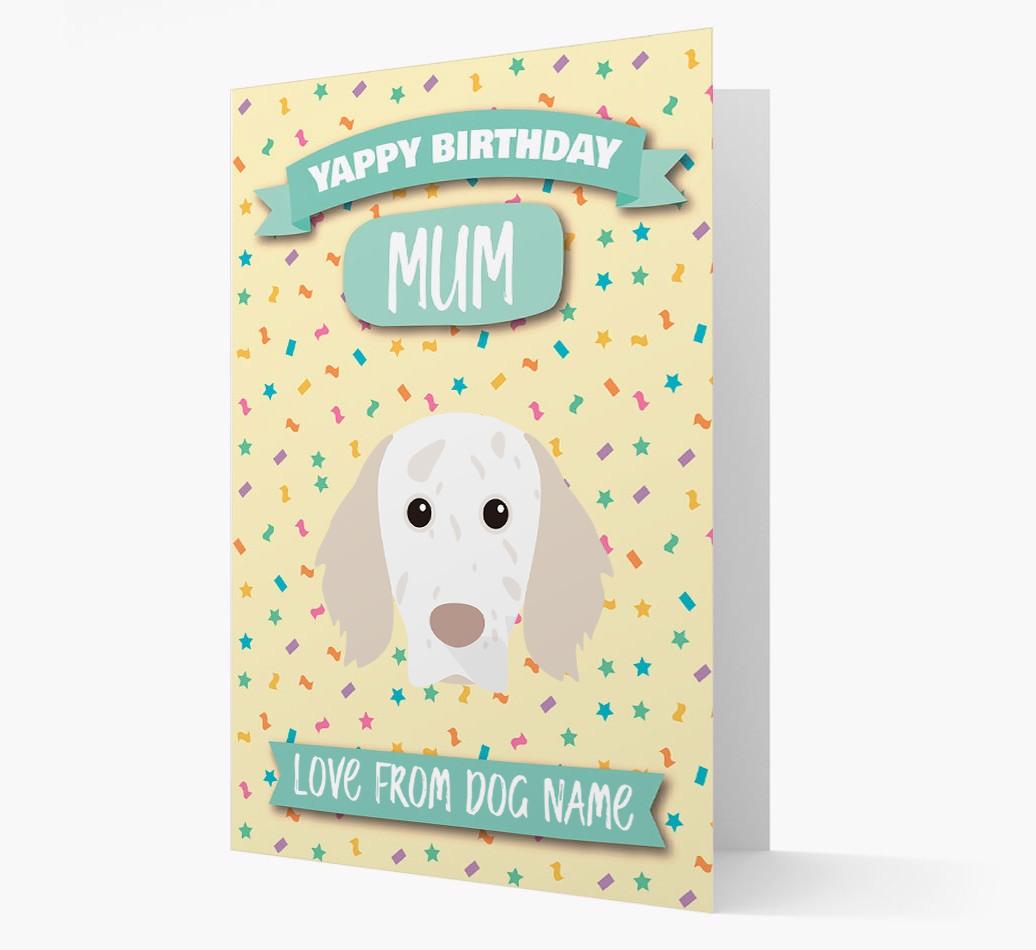 Personalised Card 'Yappy Birthday Mum' with {breedCommonName} Icon