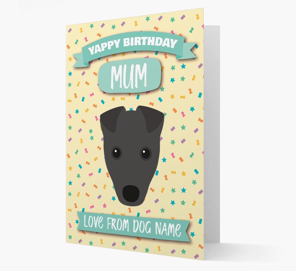 Personalised Card 'Yappy Birthday Mum' with {breedCommonName} Icon